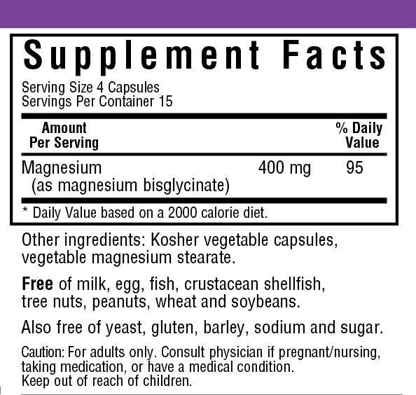 Bluebonnet Magnesium Glycinate 400 mg 60 VegCap