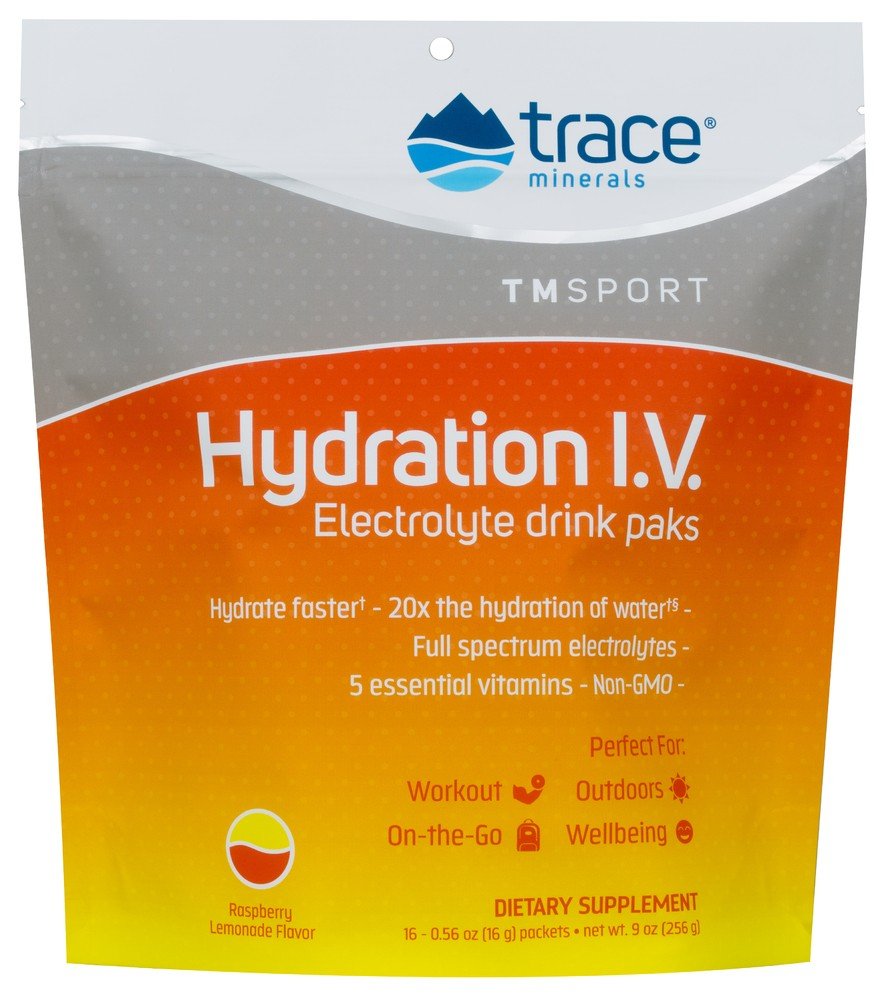 Trace Minerals Hydration I.V. Electrolyte - Raspberry Lemonade 16 Packs Box