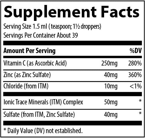 Trace Minerals Liquid Ionic Vitamin C + Ionic Zinc 2 oz Liquid