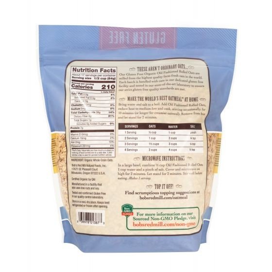 Bobs Red Mill Gluten-Free Organic Old Fashioned Rolled Oats 32 oz Bag