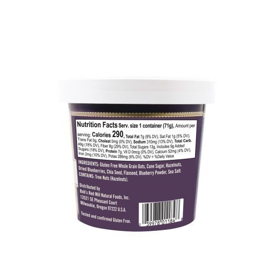 Bobs Red Mill Gluten Free Oatmeal Blueberry Hazelnut 2.5 oz Container