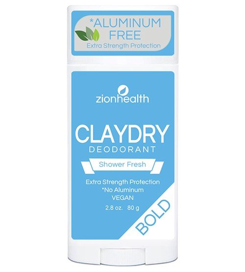 Zion Health Clay Dry Bold Deodorant Shower Fresh 2.8 oz Stick