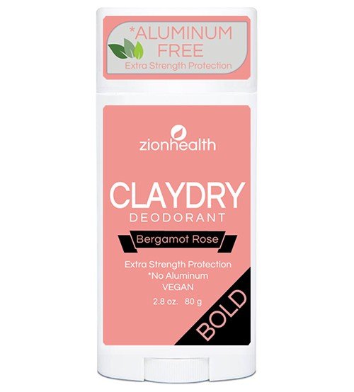 Zion Health Clay Dry Bold Deodorant Bergamot Rose 2.8 oz Stick