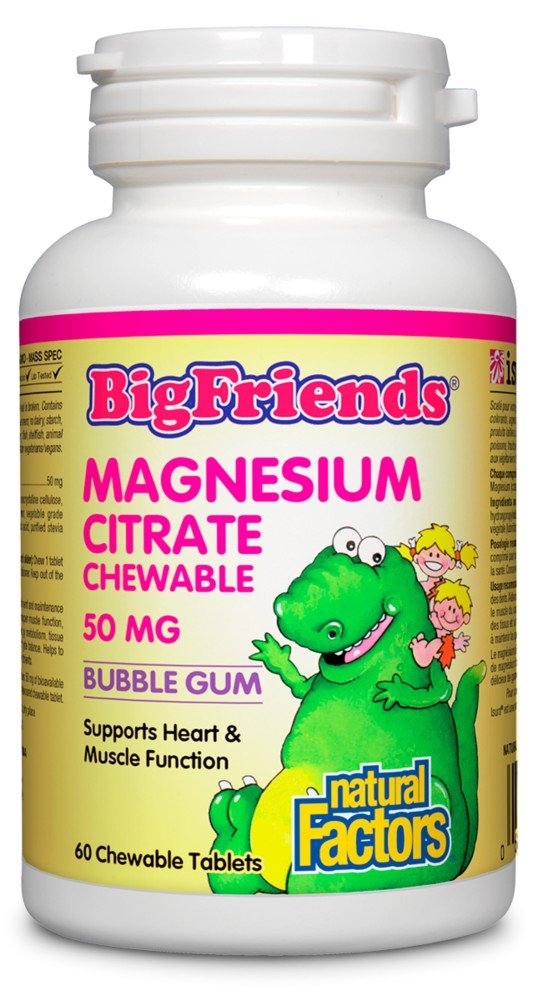 Magnesium Citrate | Big Friends | Heart Function | Muscle Function | Bubble Gum Flavor | 60 Chewable Tablets | VitaminLife
