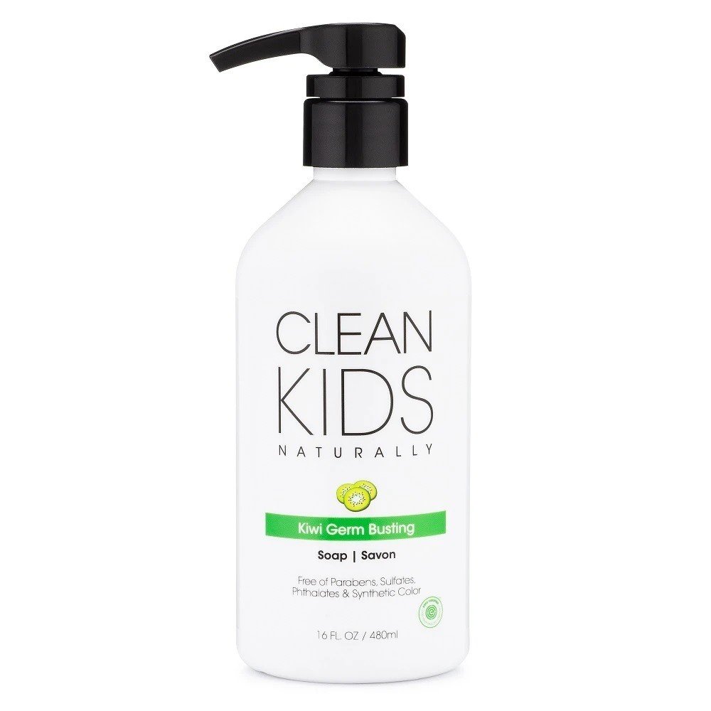 Clean Kids Naturally Kiwi Germ Busting Hand Soap | Gabriel Cosmetics | Paraben Free | Sulfate Free | Phthalate Free | Synthetic Color Free | 16 fluid ounces | 480 milliliters Liquid | Soap | VitaminLife