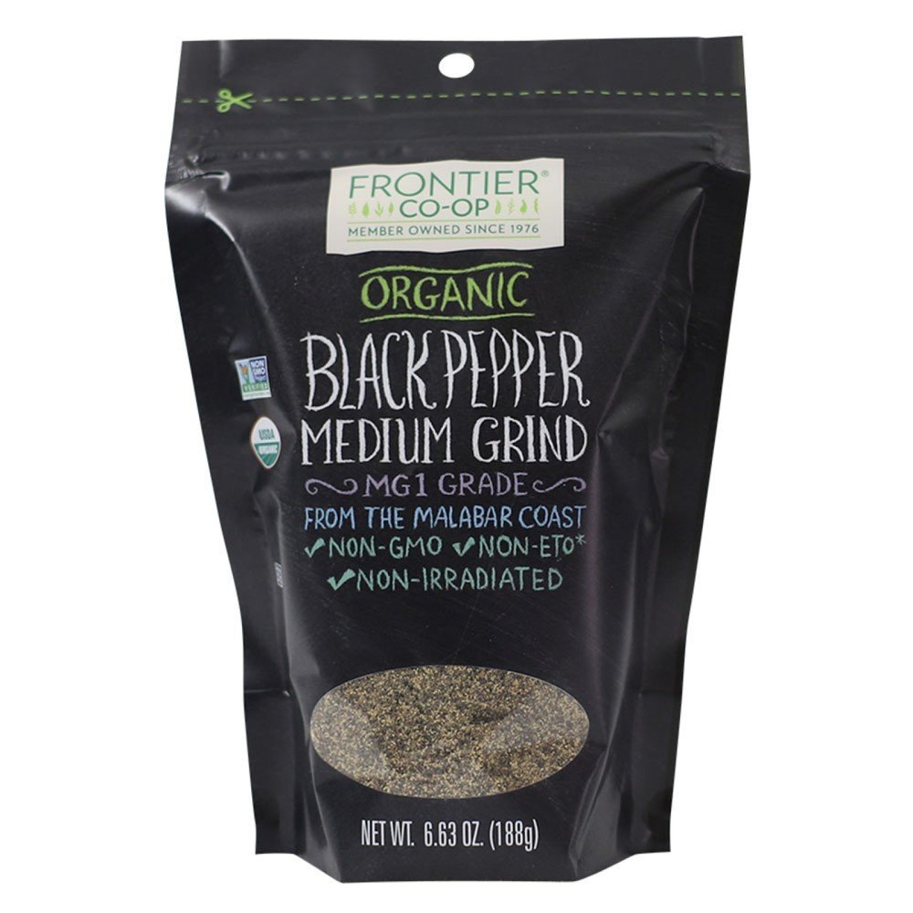 Frontier Natural Products Organic Pepper Black Medium Ground 6.63 oz Bag