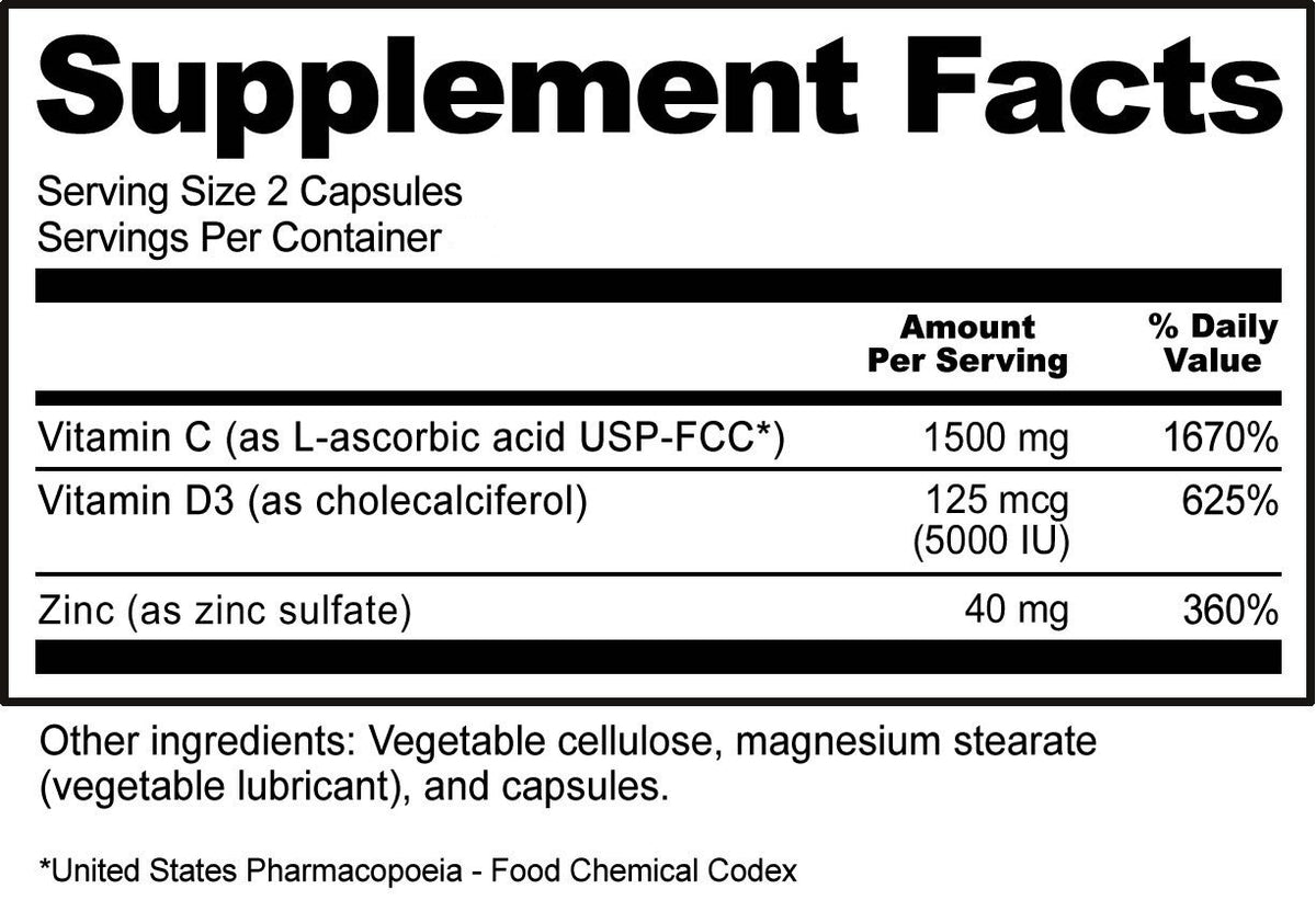 Nutribiotic Vitamin C + D3 &amp; Zinc 250 Capsule