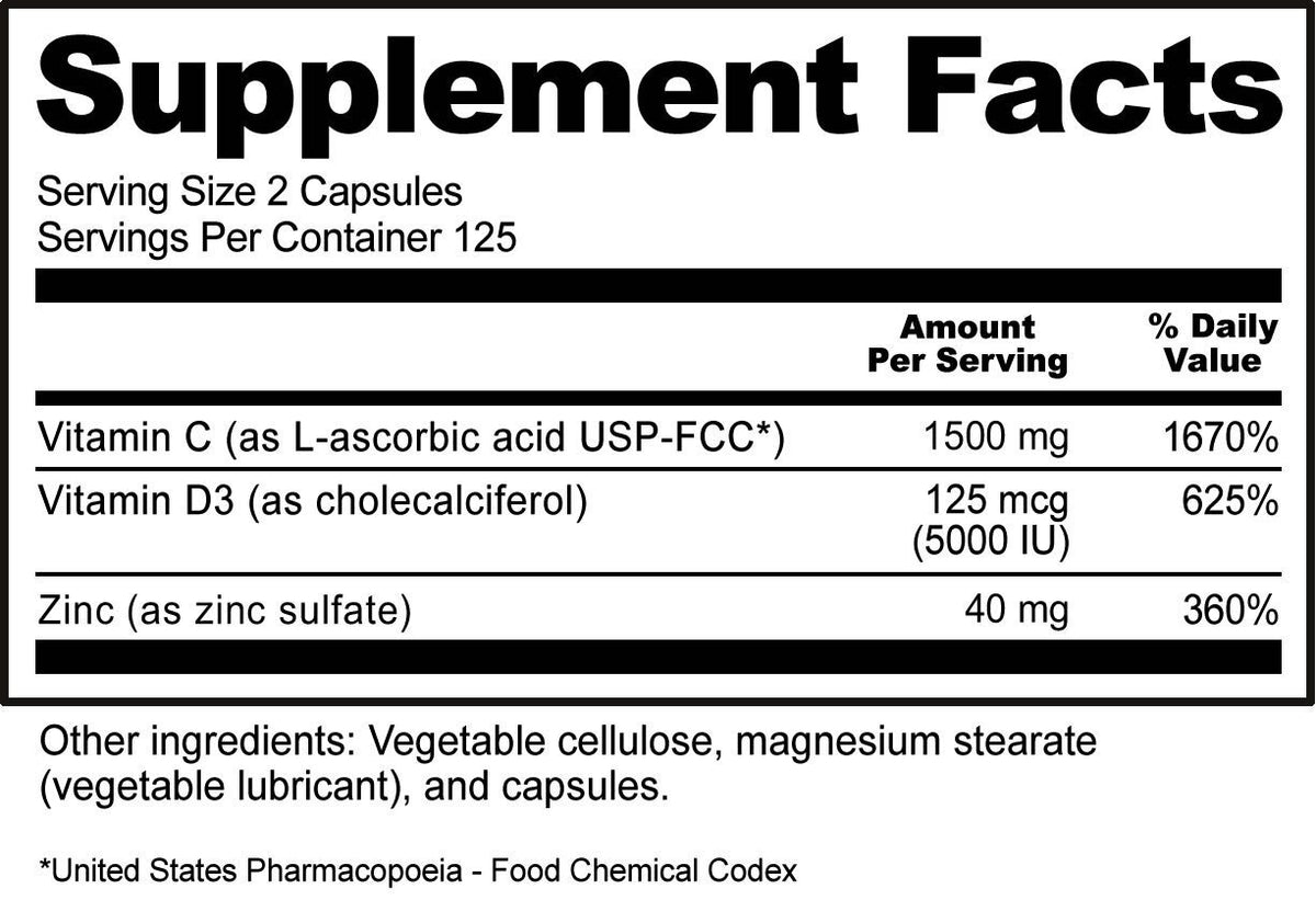 Nutribiotic Vitamin C + D3 &amp; Zinc 100 Capsule