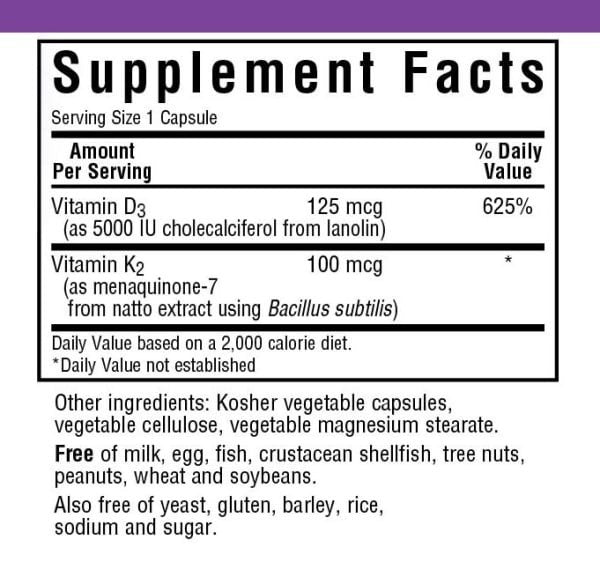 Bluebonnet Vitamin D3 &amp; K2 60 VegCap