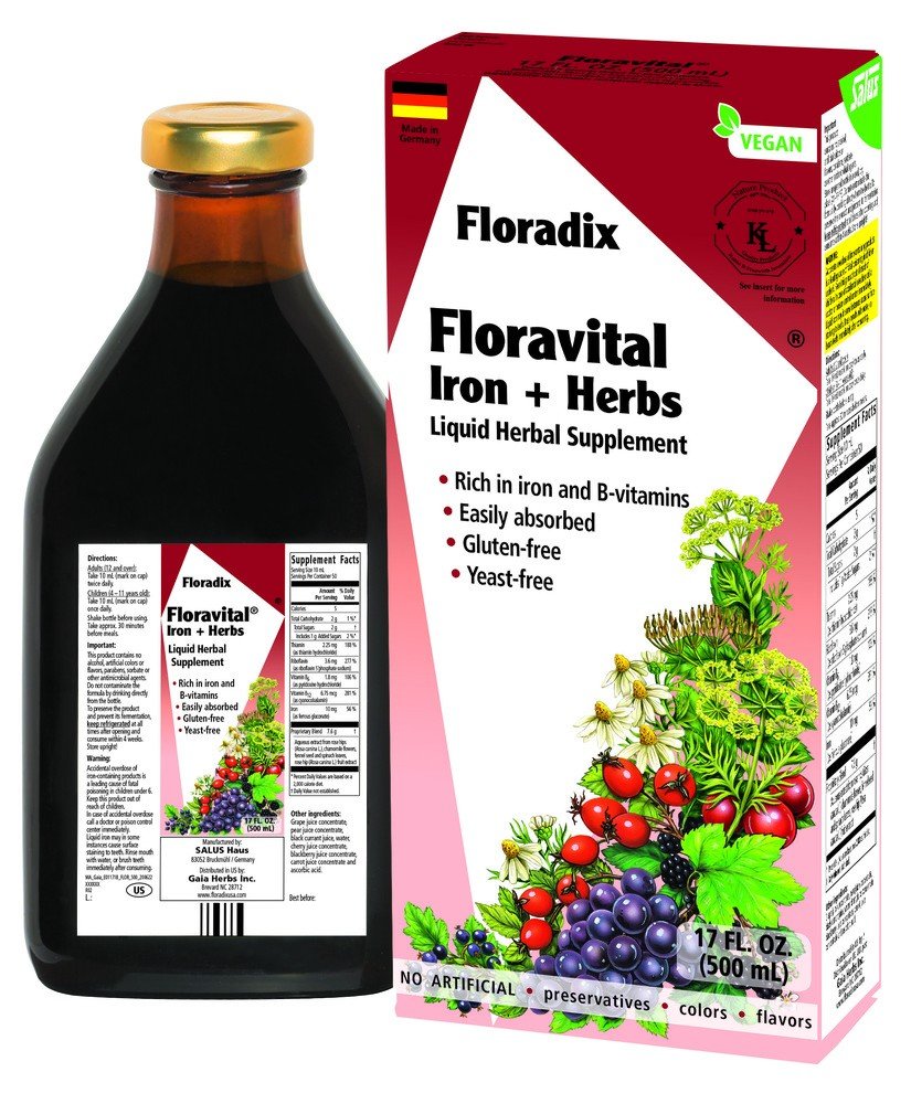 Salus Floravital Iron & Herbs Yeast-Free 17 oz Liquid