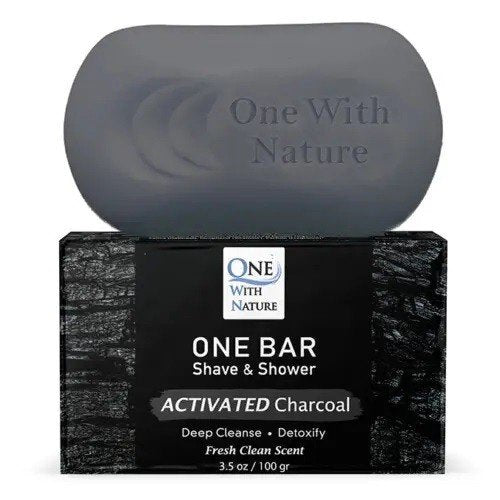 One With Nature One Bar Shave & Shower Detox Activated Charcoal 3.5 oz Bar Soap