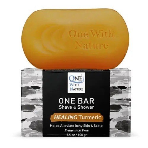 One With Nature One Bar Shave &amp; Shower Healing Turmeric Fragrance Free 3.5 oz Bar Soap