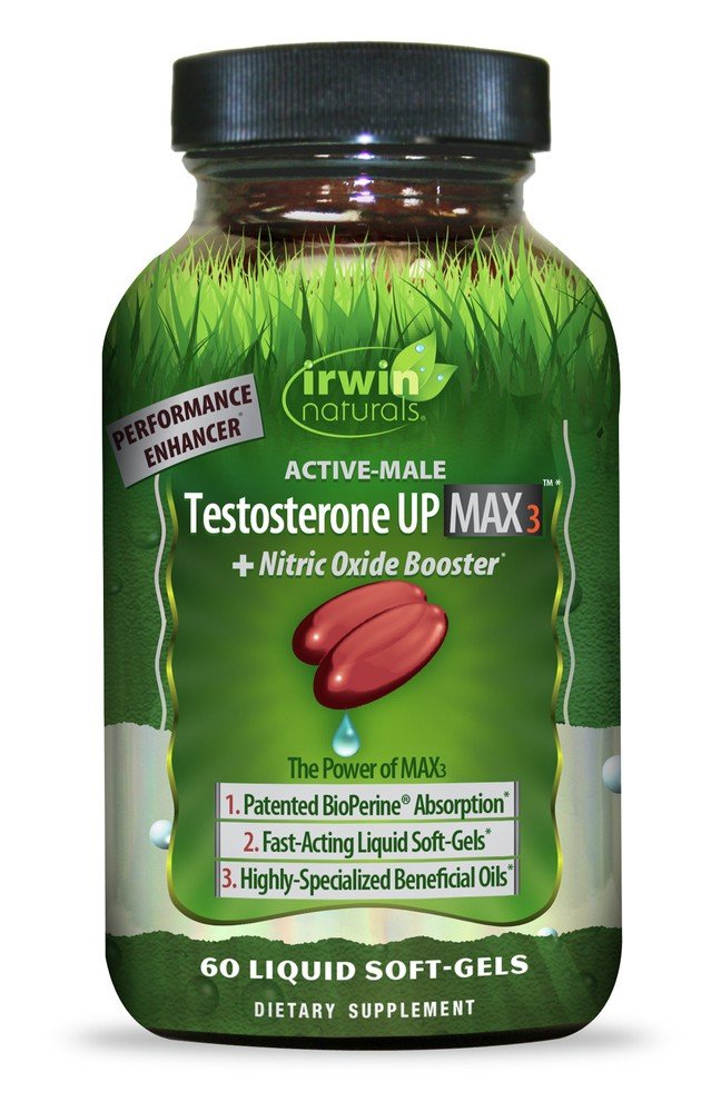 Irwin Naturals Testosterone Up Max3 + Nitric Oxide Booster 60 Liquid Softgel