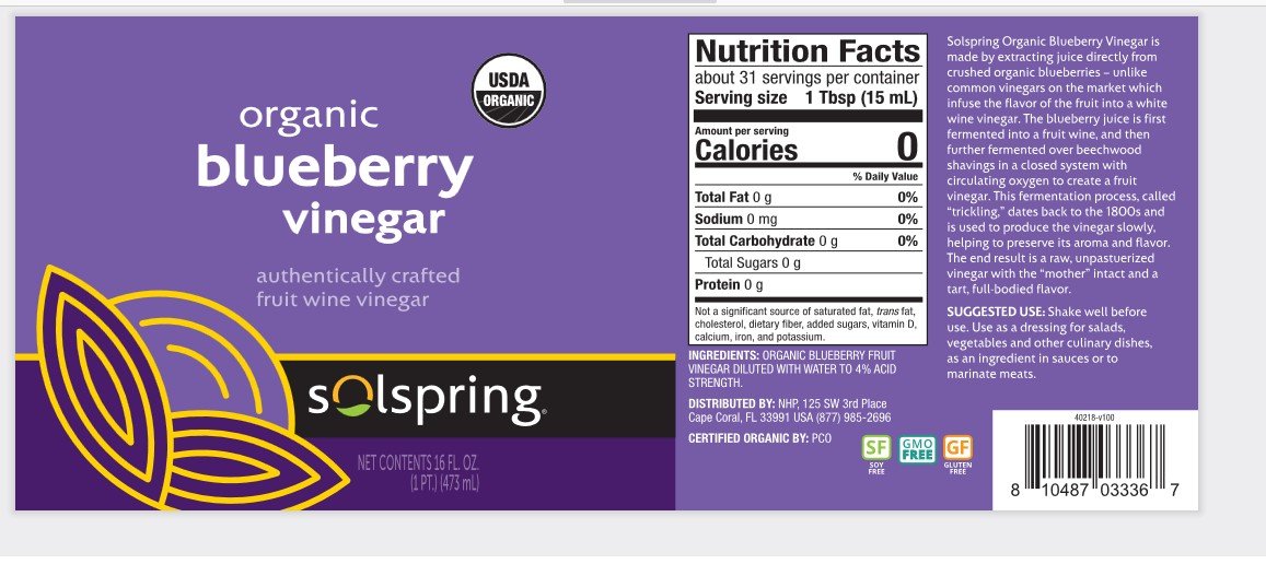 Dr. Mercola Solspring Organic Blueberry Vinegar 16 fl oz Liquid