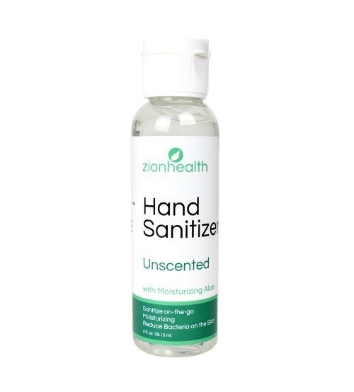 Zion Health Hand Sanitizer- Unscented with Moisturizing Aloe 2 oz Liquid