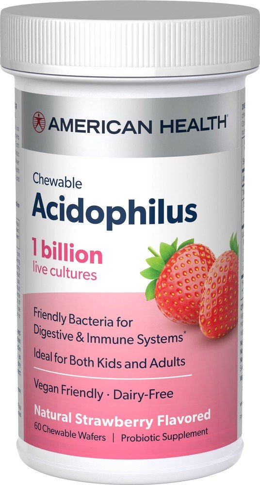 American Health Products Chewable Acidophilus And Bifidum Natural Strawberry Wafers 60 Capsule