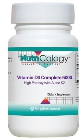 Nutricology Vitamin D3 5000 Complete Daily Balance with A and K2 120 Softgels