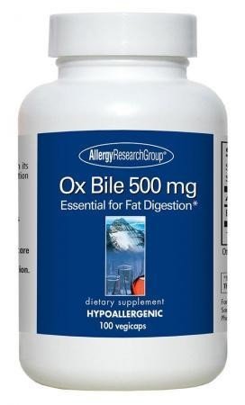 Allergy Research Group Ox Bile 500 mg Essential for Fat Digestion 100 VegCap