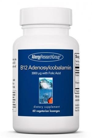 Allergy Research Group B12 Adenosylcobalamin 3000 g with Folic Acid 60 Vegaetarian Lozenges