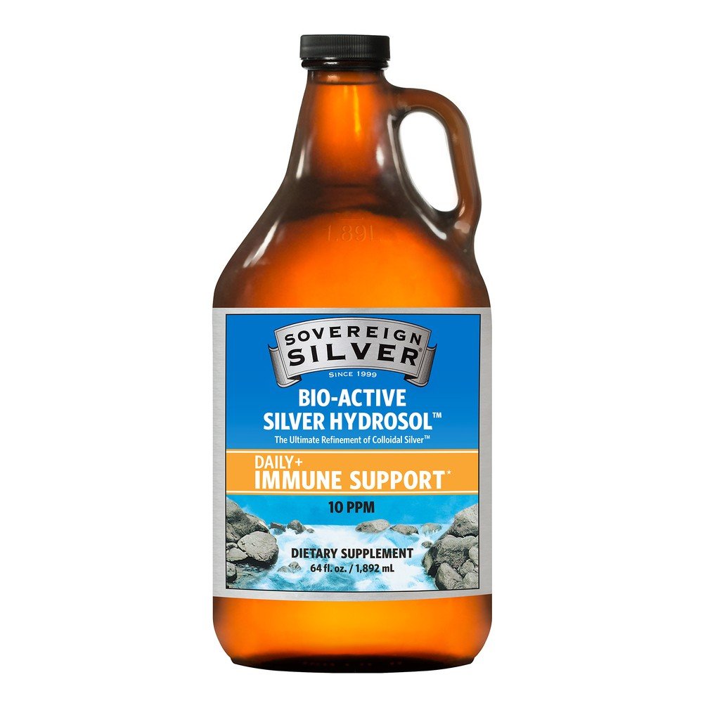 Sovereign Silver Natural Immunogenics Bio-Active Silver Hydrosol - 10 ppm - Screw Top 1 gallon Liquid