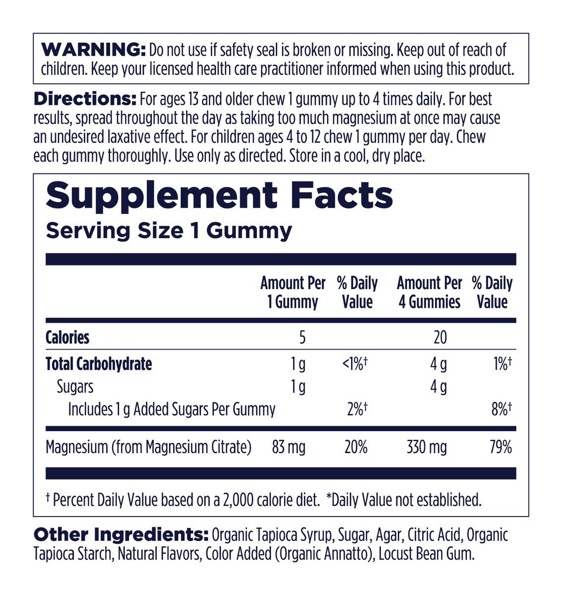 Kal Magnesium Citrate Orange Vanilla Gummies 60 Gummy