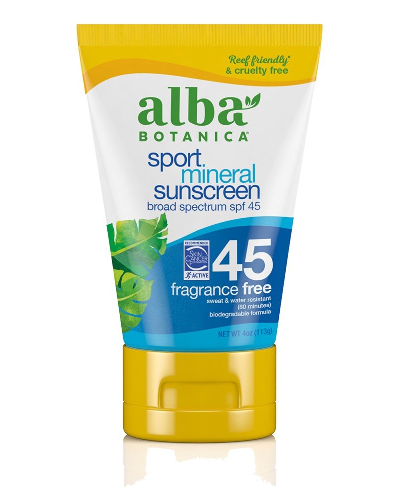 Alba Botanica Sport Mineral Sunscreen SPF-45 4 oz Tube