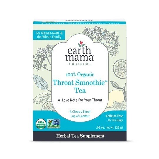 Earth Mama Organics Organic Throat Smoothie Tea 16 bags Box