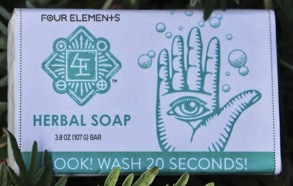 Four Elements Organic Herbals Look ! Wash 20 Seconds Soap 3.8 oz Bar Soap