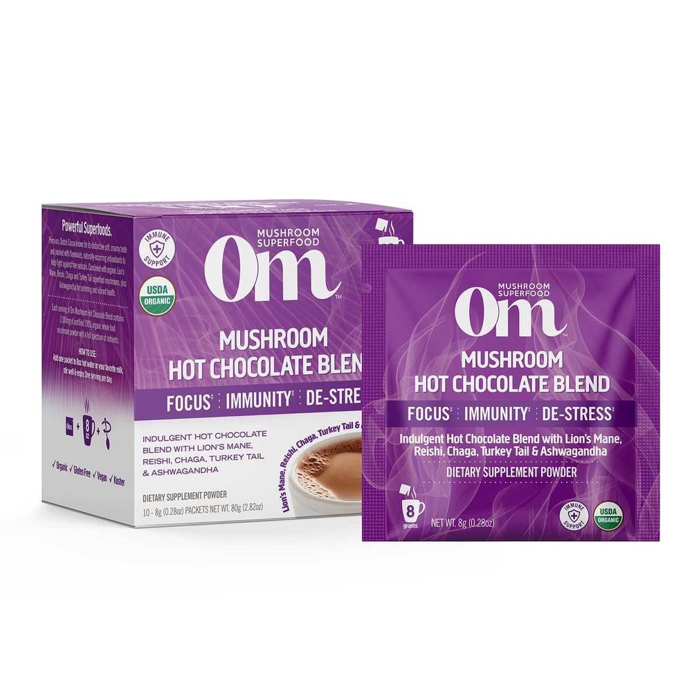 Om Mushrooms Mushroom Hot Chocolate Blend 10 Packs Box