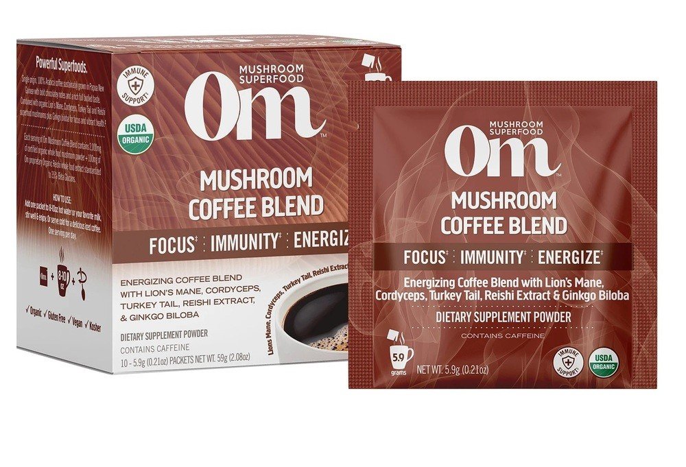 Om Mushrooms Mushroom Coffee Blend 10 Packets Box