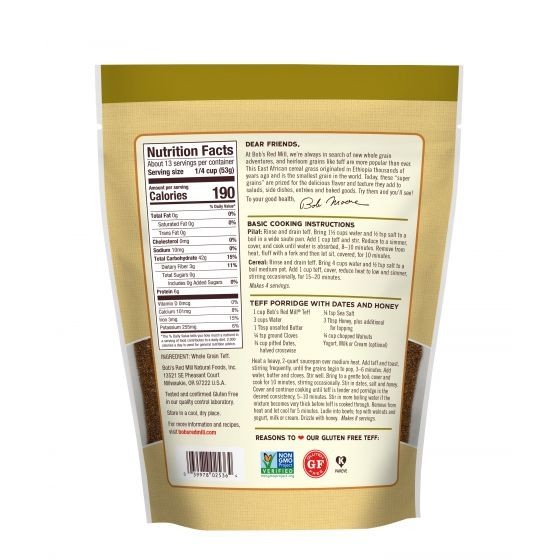 Bobs Red Mill Teff Whole Grain 24 oz Bag