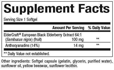 Natural Factors Black Elderberry Standardized Extract 100 mg 120 Softgel