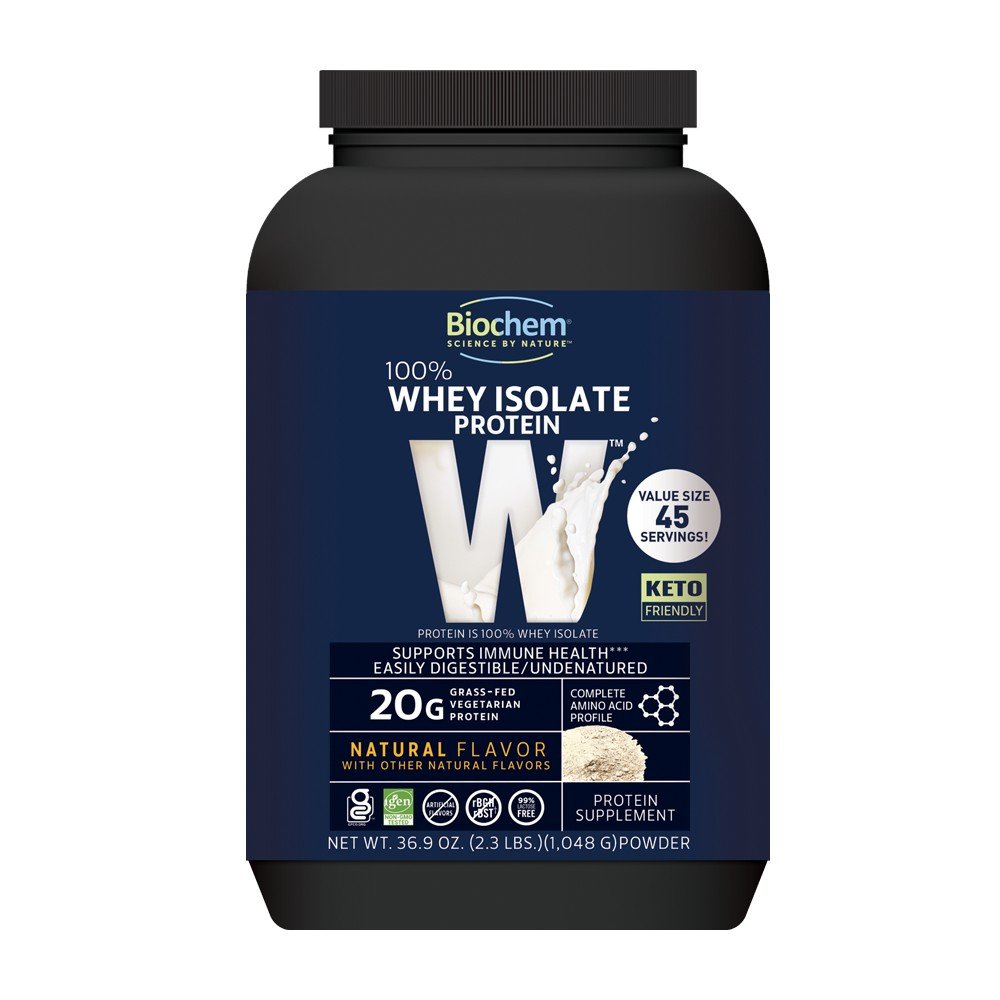 Biochem 100% Whey Protein Isolate Natural Flavor 36.9 oz (2.3 lbs) Powder