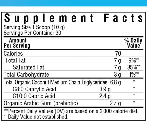 Bluebonnet Organic MCT Powder Unflavored 10.58 oz Powder