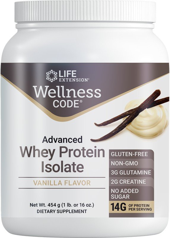 Life Extension Wellness Code Advanced Whey Protein Isolate Vanilla 454 grams Powder
