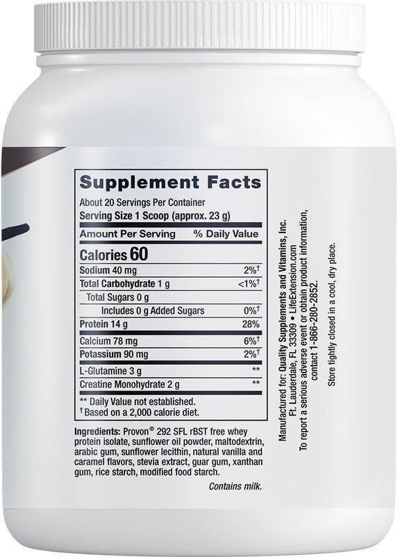 Life Extension Wellness Code Advanced Whey Protein Isolate Vanilla 454 grams Powder