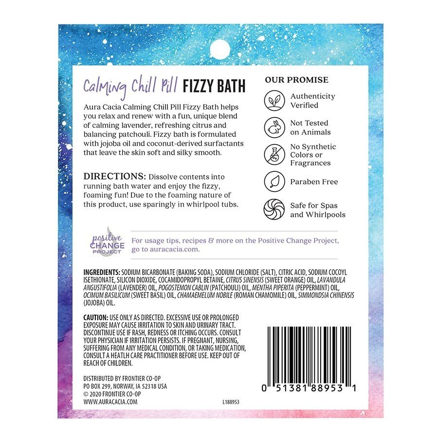 Aura Cacia Fizzy Bath Calming Chill Pill 2.5 oz Powder