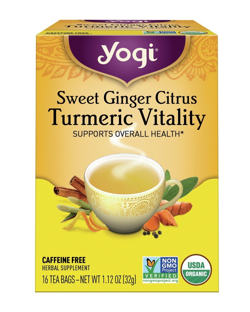 Yogi Teas Sweet Ginger Citrus Turmeric Vitality Tea 16 Bags Box