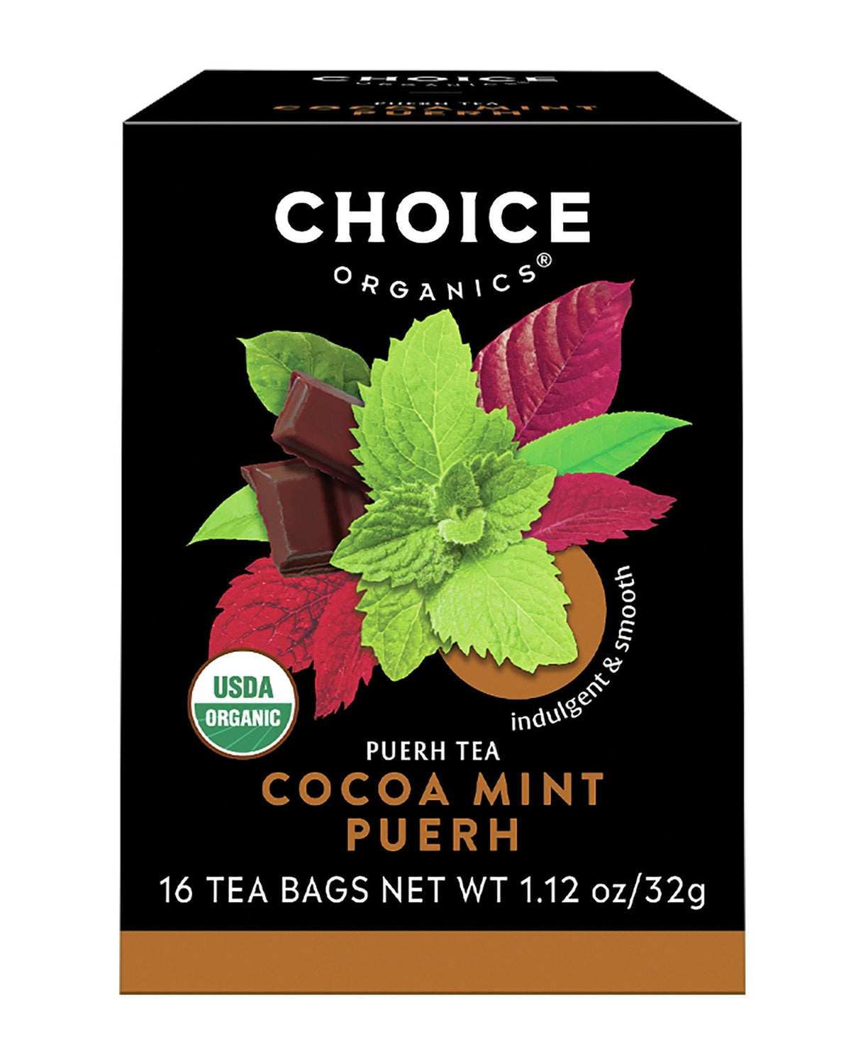 Choice Organics Cocoa Mint Puerh Tea 16 Bags Box