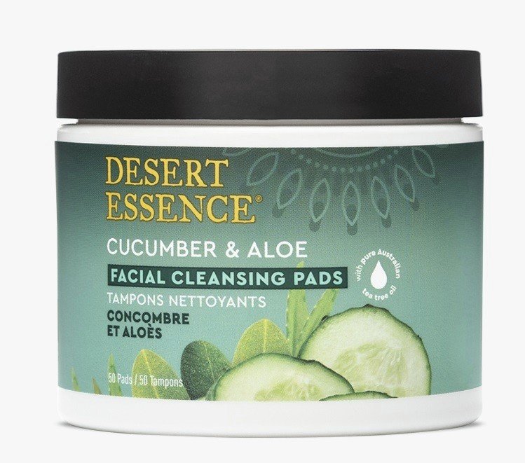 Desert Essence Cucumber &amp; Aloe Cleansing Pads 50 pads Container