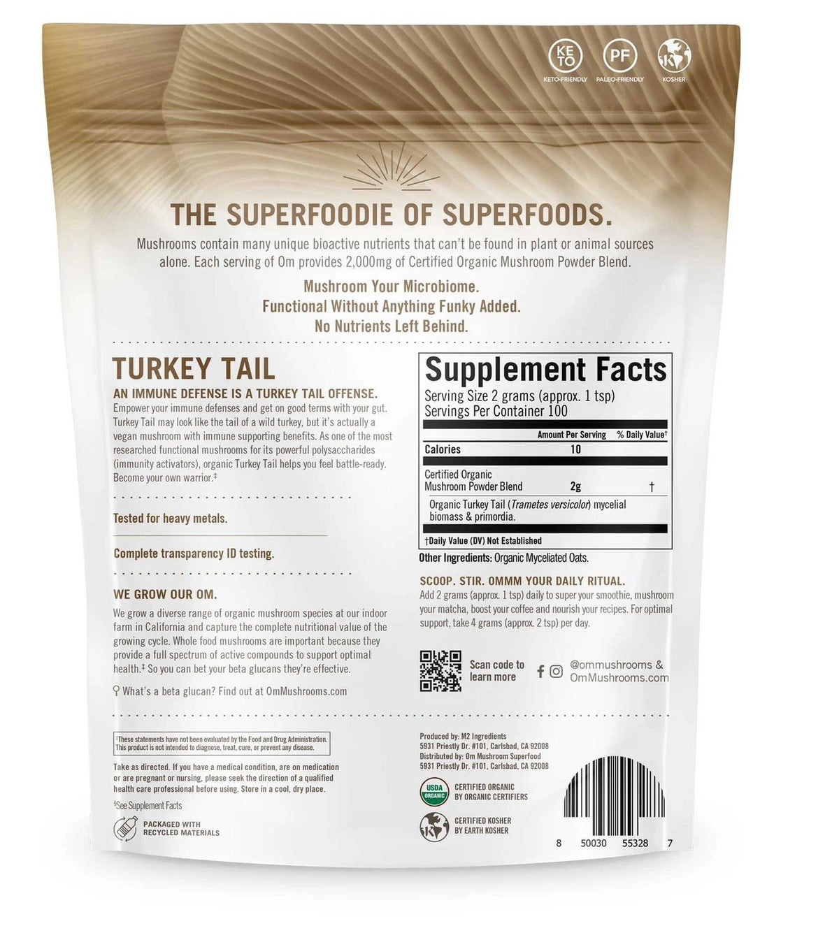 Om Mushrooms Turkey Tail Mushroom Superfood 200g Powder