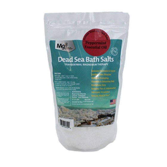Mg12 Peppermint Dead Sea Bath Salts 2.2 lb Container