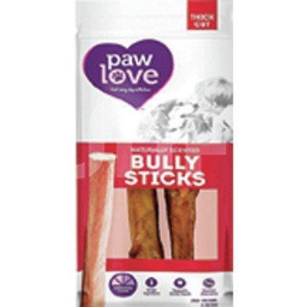 Paw Love Dog Treats Thick Bully Stick 6 inch 2 Ct Bag