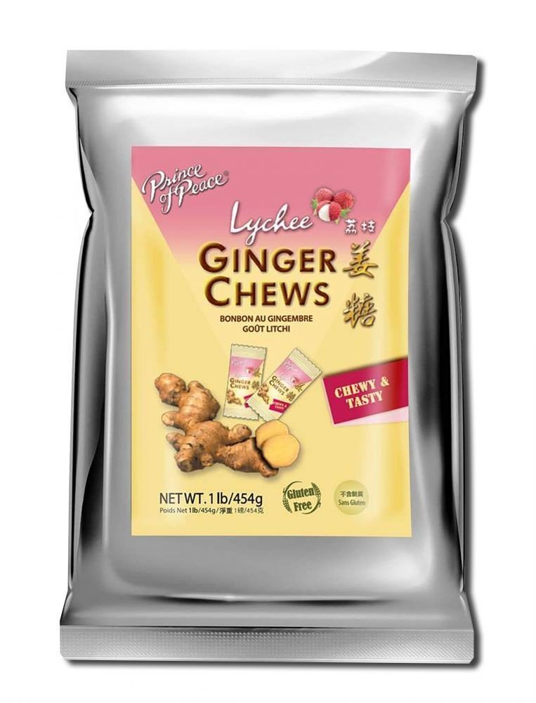 Prince Of Peace Ginger Chews with Lychee 1 lb Bag