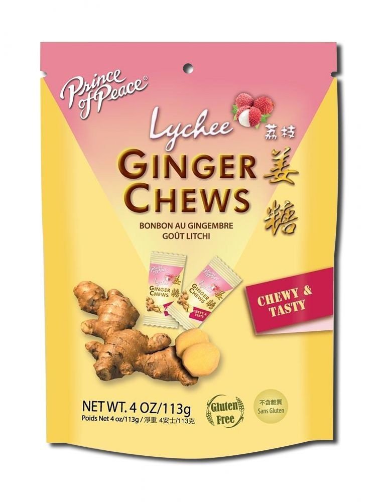 Prince Of Peace Ginger Chews with Lychee 4 oz Bag