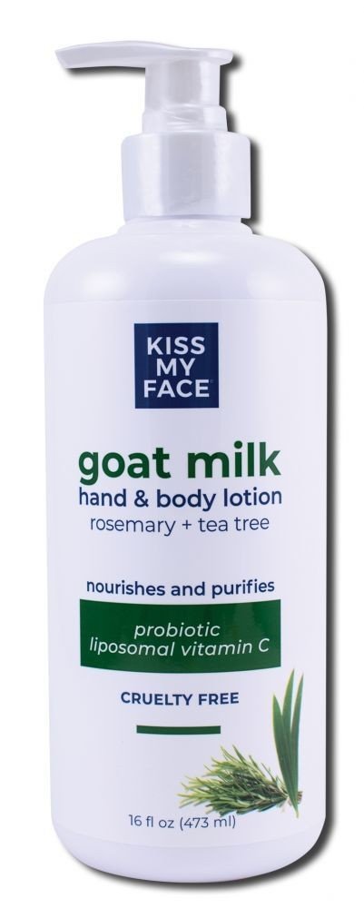 Kiss My Face Goat Milk Hand &amp; Body Lotion Rosemary + Tea Tree 16 oz Liquid