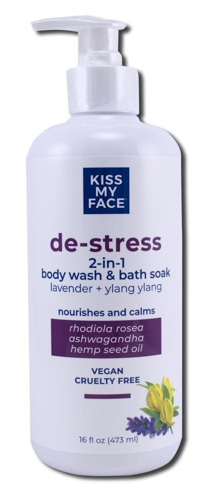 Kiss My Face De-Stress 2-in-1 Body Wash Lavender + Ylang 16 oz Liquid