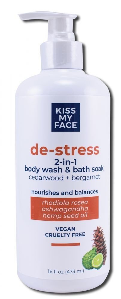 Kiss My Face De-Stress 2-in-1 Body Wash Cedarwood + Bergamot 16 oz Liquid