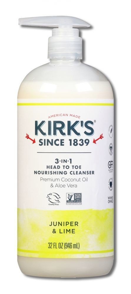 Kirk&#39;s Natural 3 in 1 Head to Toe Nourishing CleanserJuniper &amp; Lime 32 oz Liquid