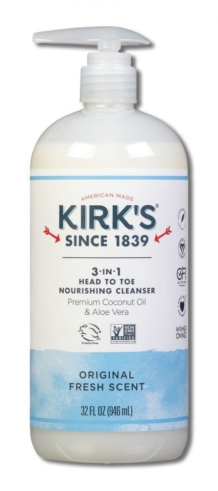 Kirk&#39;s Natural 3 in 1 Head to Toe Nourishing Cleanser Fresh Scent 32 oz Liquid